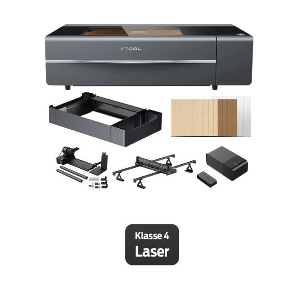 Bundle: xTool P2S Desktop-CO2-Laserschneider mit 55 W (Grau/Schwarz) Versatile Bundle