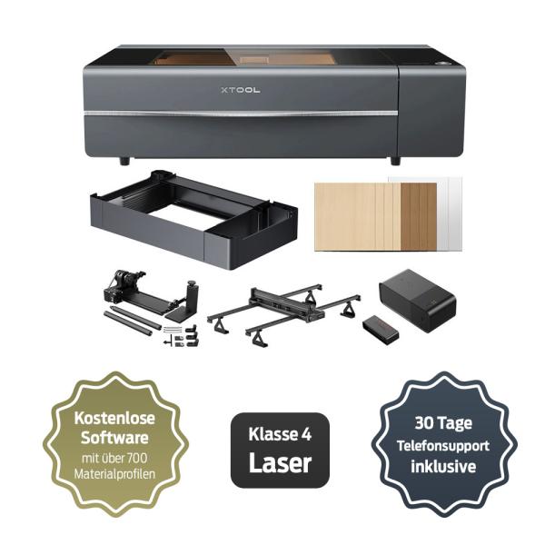 Bundle: xTool P2S Desktop-CO2-Laserschneider mit 55 W (Grau/Schwarz) Versatile Bundle Bundle: xTool P2S Desktop-CO2-Laserschneider mit 55 W (Grau/Schwarz) Versatile Bundle