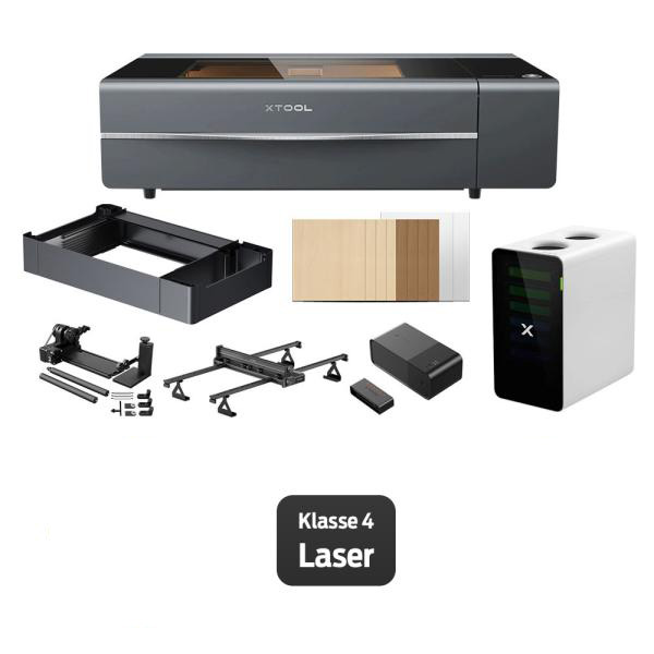 Bundle: xTool P2S Desktop-CO2-Laserschneider mit 55 W (Grau/Schwarz) All-In-One Bundle Bundle: xTool P2S Desktop-CO2-Laserschneider mit 55 W (Grau/Schwarz) All-In-One Bundle