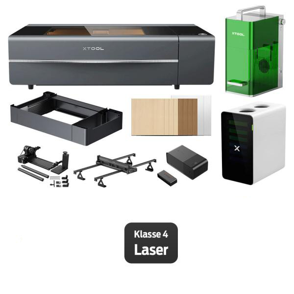 Bundle: xTool P2S Desktop-CO2-Laserschneider mit 55 W (Grau/Schwarz) + F1 Business Duo Bundle: xTool P2S Desktop-CO2-Laserschneider mit 55 W (Grau/Schwarz) + F1 Business Duo